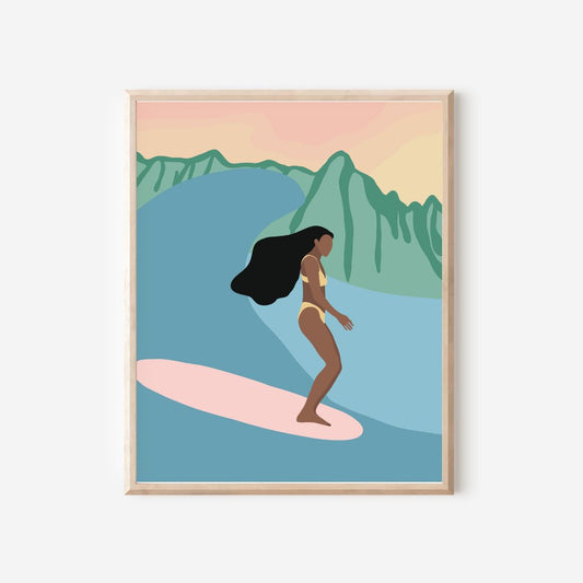 'Wahine Surfer' Print
