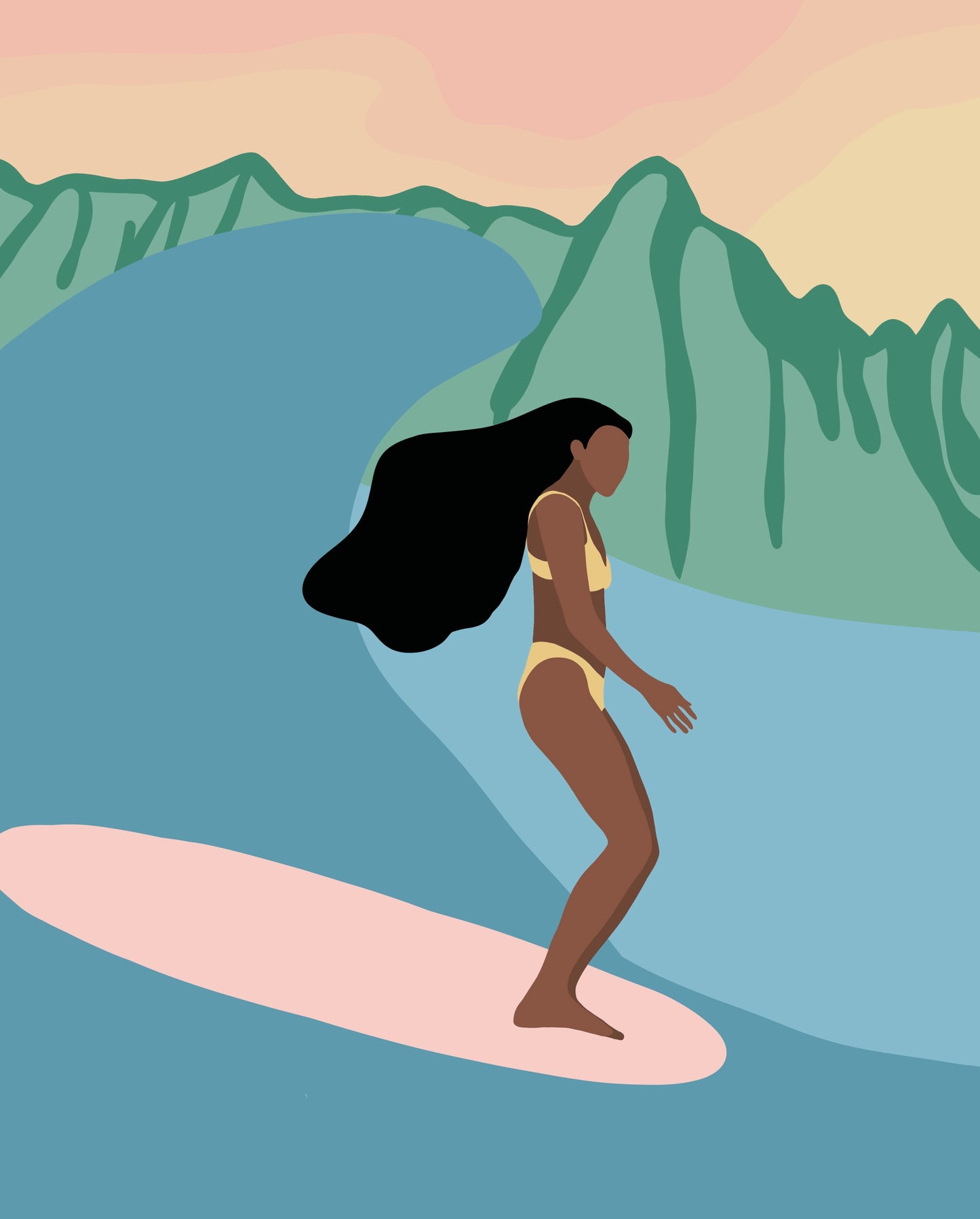'Wahine Surfer' Print